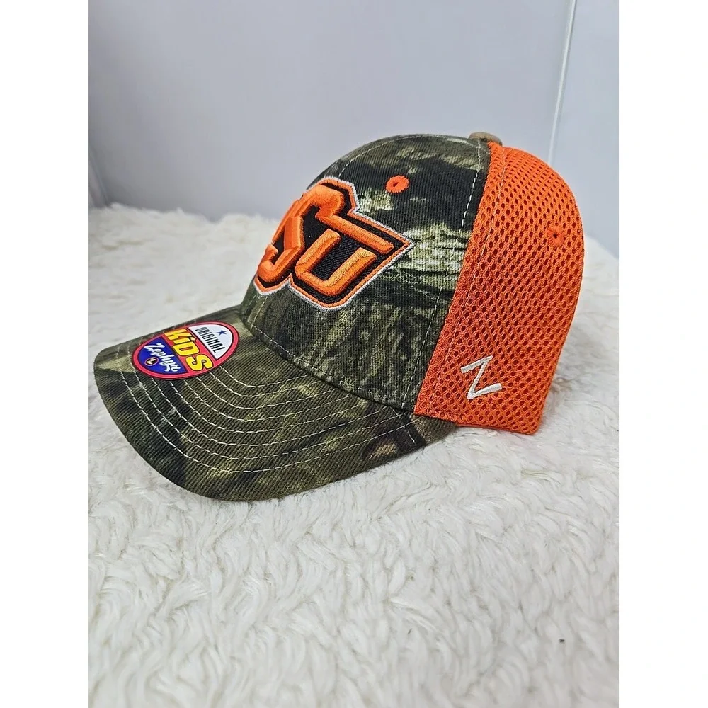 Zephyr Oklahoma State Cowboys Flex Fit Youth Kids‎ Hat Cap Camo Hunting Orange